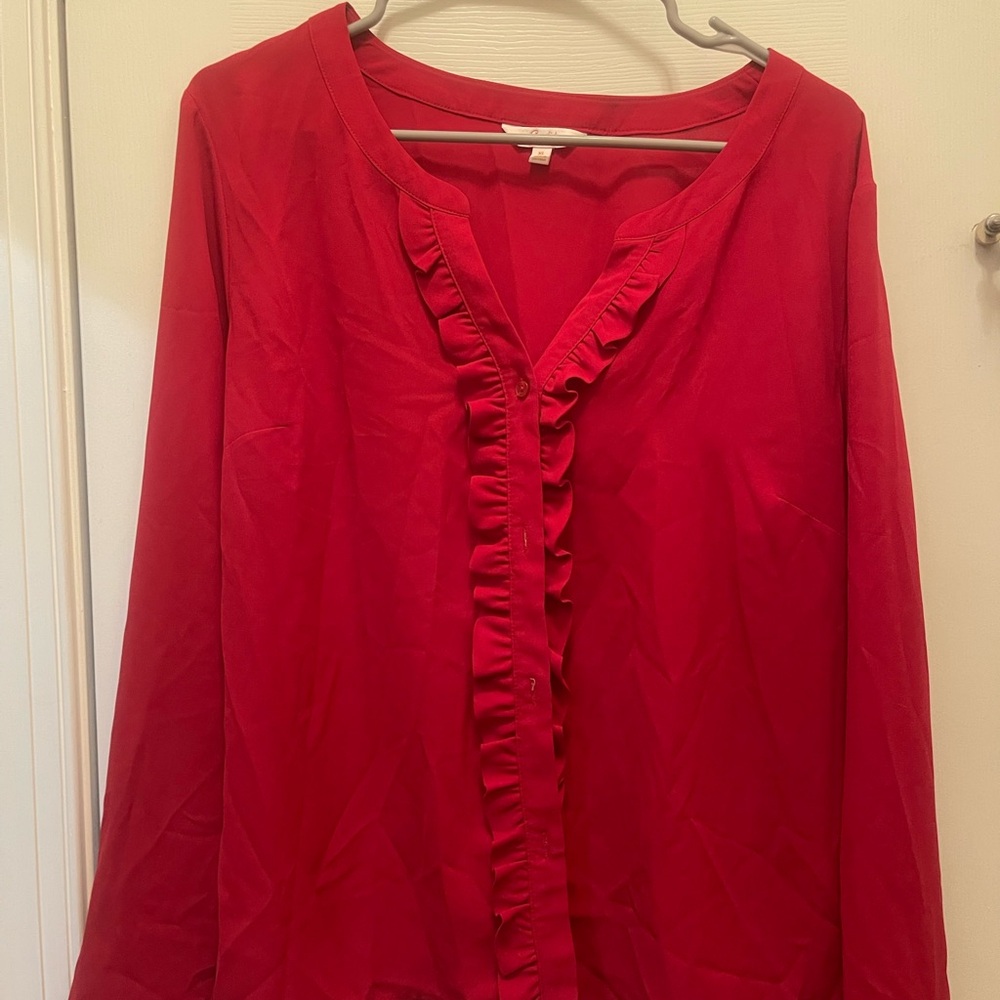 Candie's Vibrant Red Ruffle Blouse